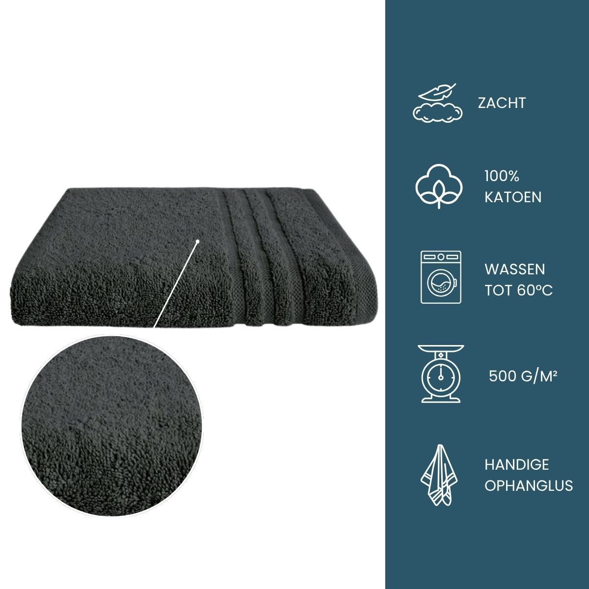 Byrklund Handdoek 50x100 cm 500 gram Antraciet