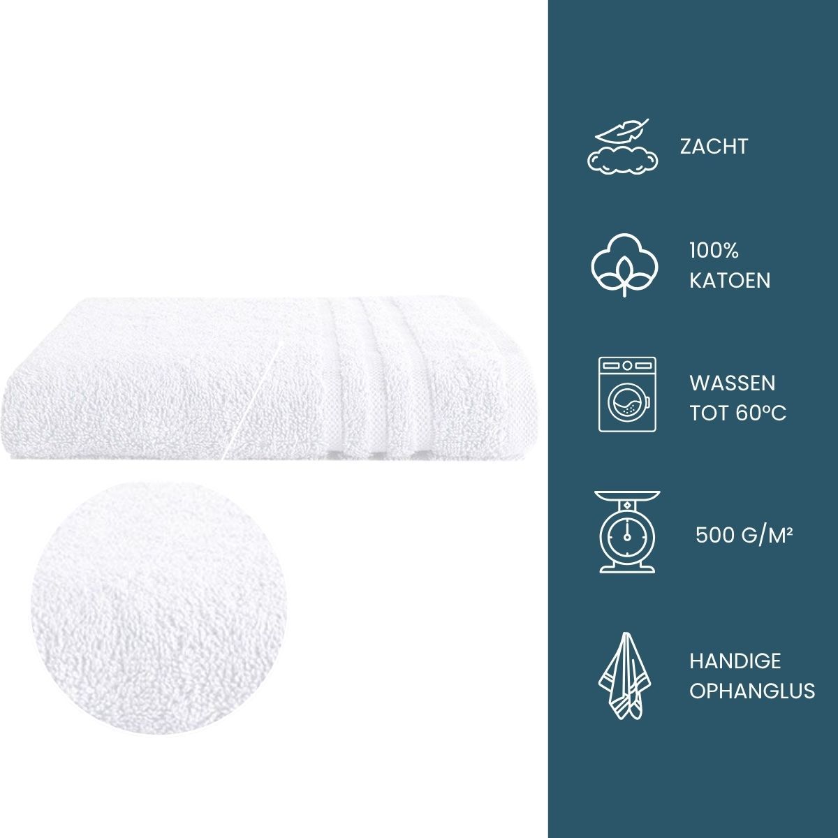 Byrklund Handdoek 50x100 cm 500gram Wit - 6 stuks