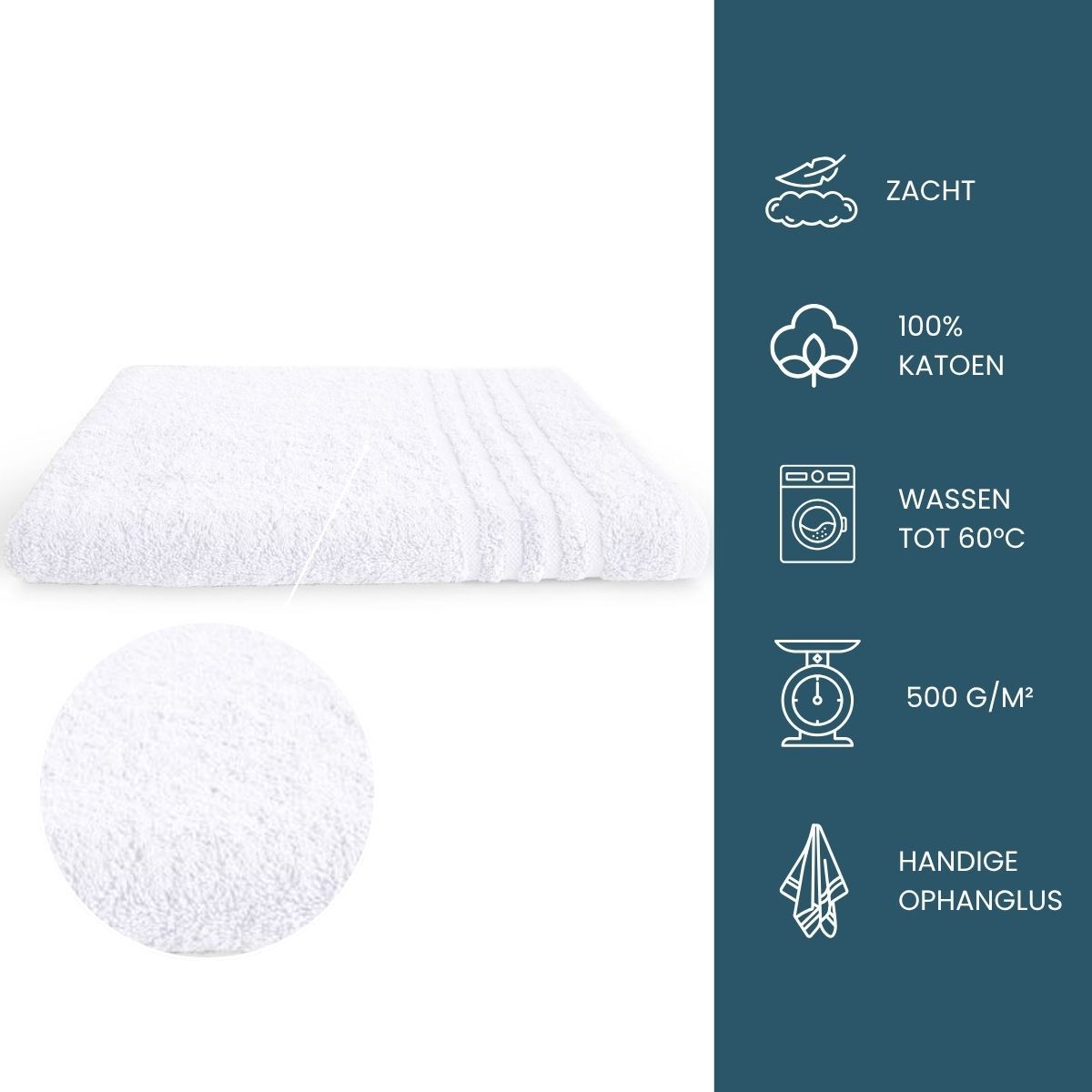 Byrklund Handdoek 70 x 140 cm 500gram Wit - 6 stuks