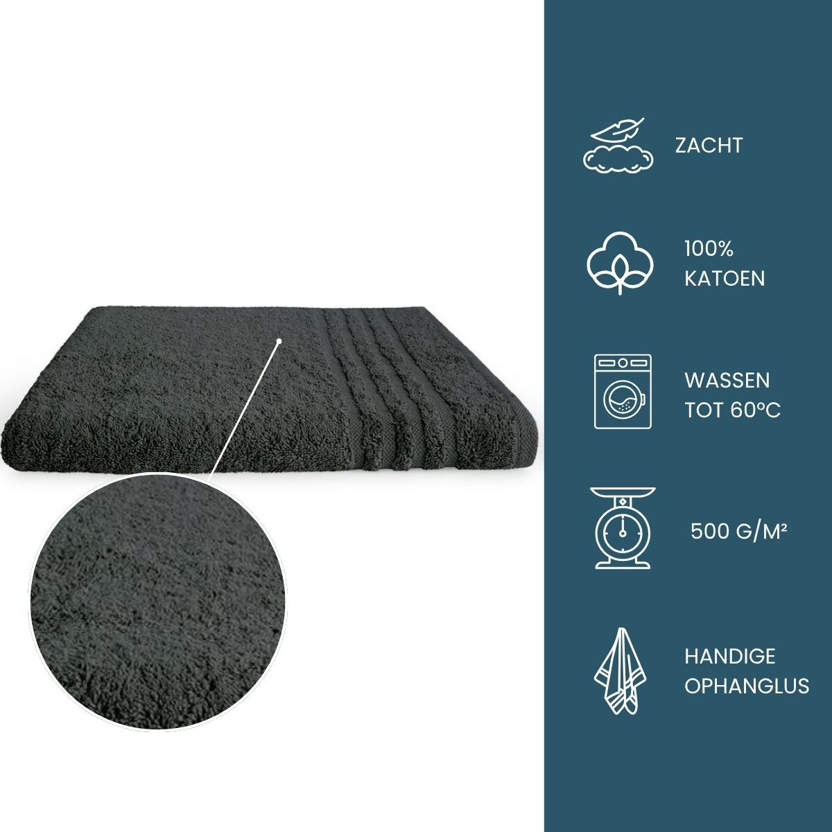 Byrklund Handdoek 70x140 500gram Antraciet - 10 stuks
