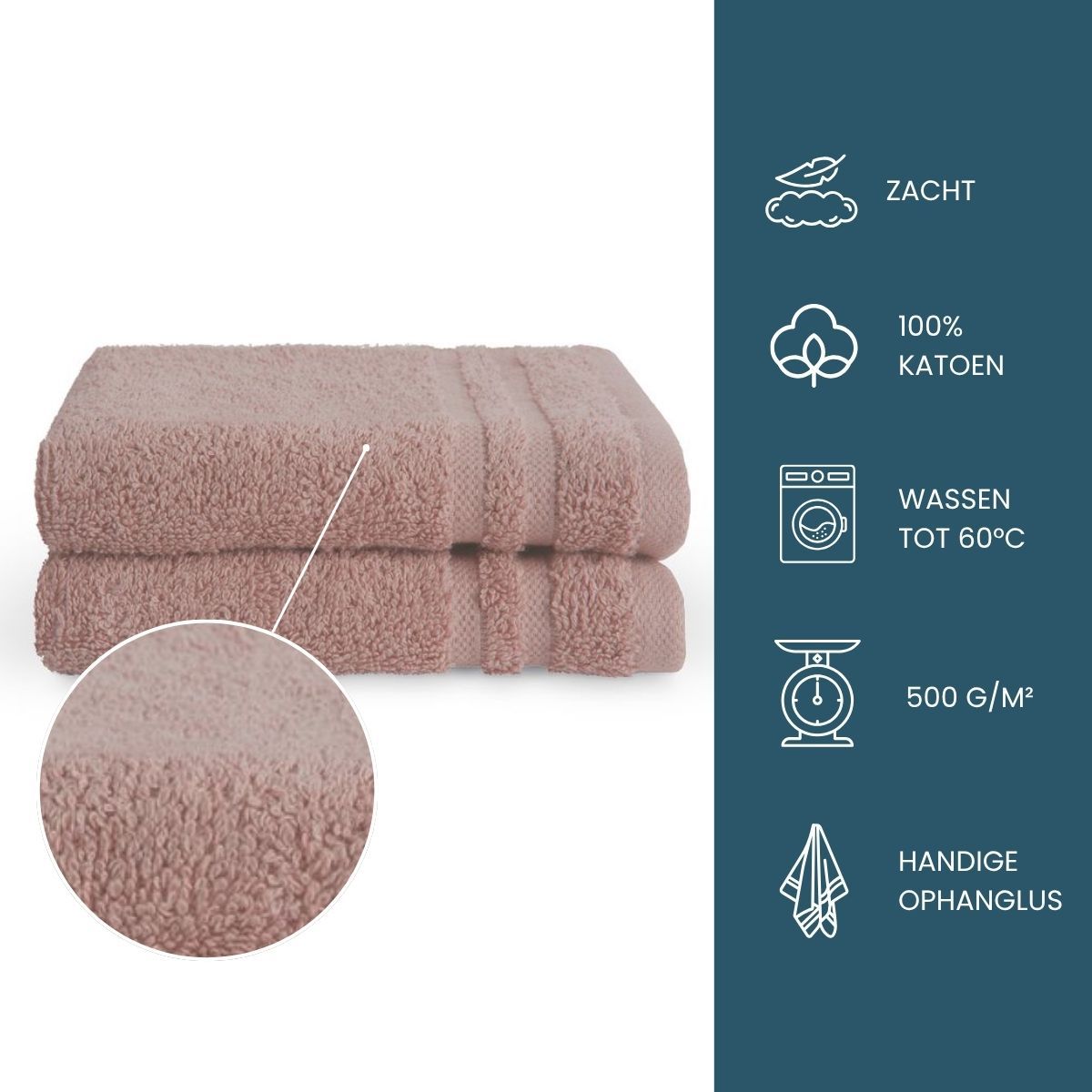 Byrklund Gastendoek Oud Roze 30x50 cm - 2 stuks