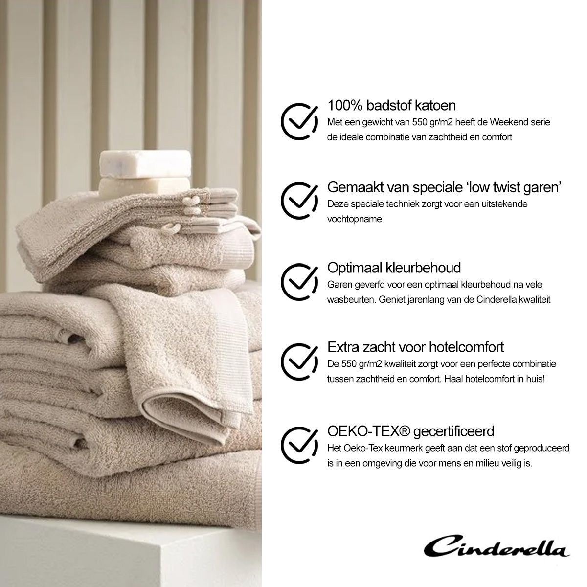 Cinderella Washand Weekend 16x21 cm 550 gr Licht Grijs - 3 stuks