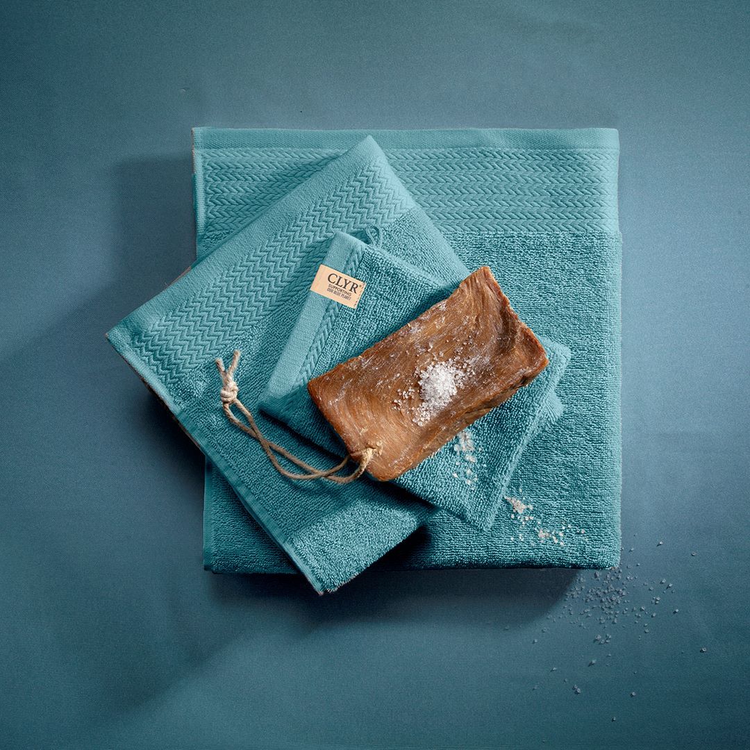 Clyr Washandjes 16x21 cm 500 gram Caribbean Blue Green - 2 stuks
