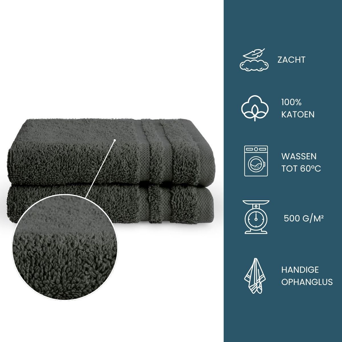 Byrklund Gastendoek 30x50cm 500 gram Antraciet - 2 stuks