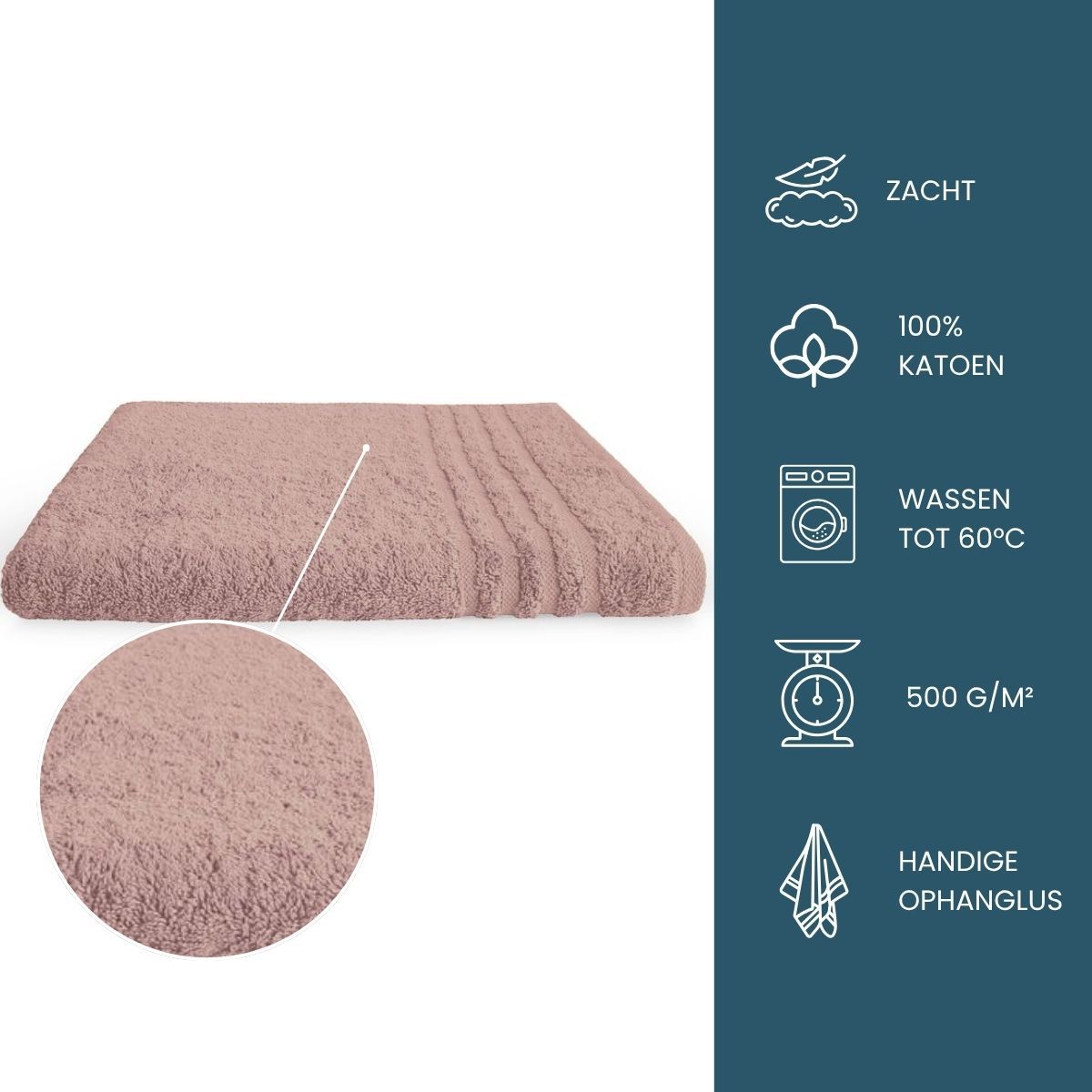 Byrklund Handdoek 70x140 cm 500gram Oud Roze 