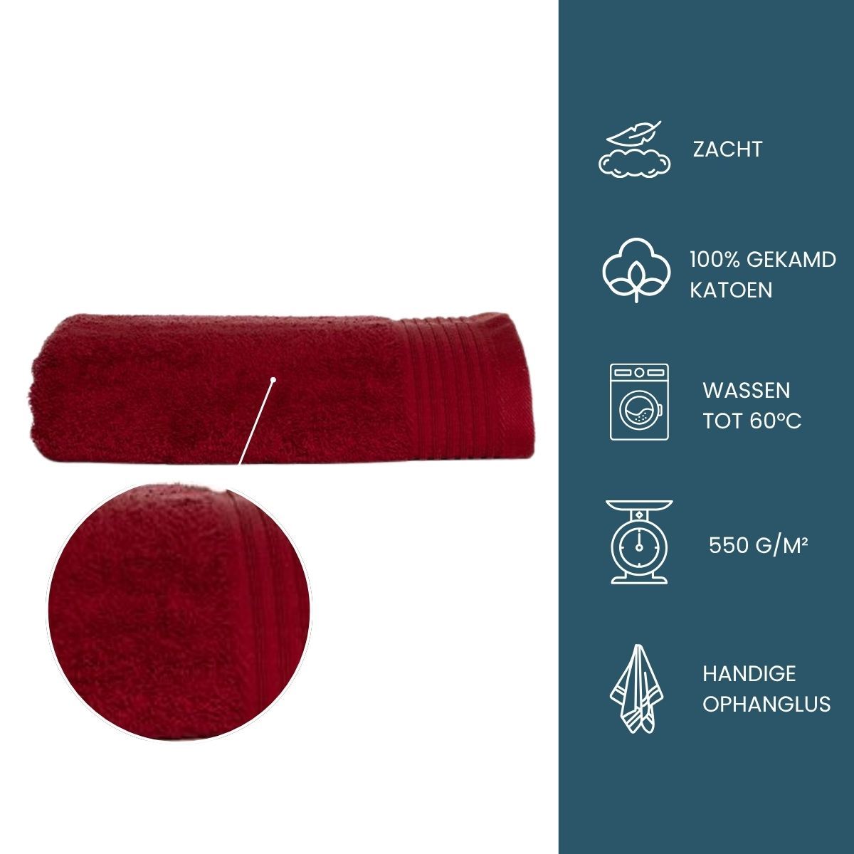 The One Baddoek Deluxe 60x110 550 gr Burgundy
