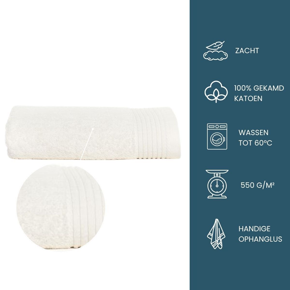 The One Baddoek Deluxe 60x110 550 gr Ivory