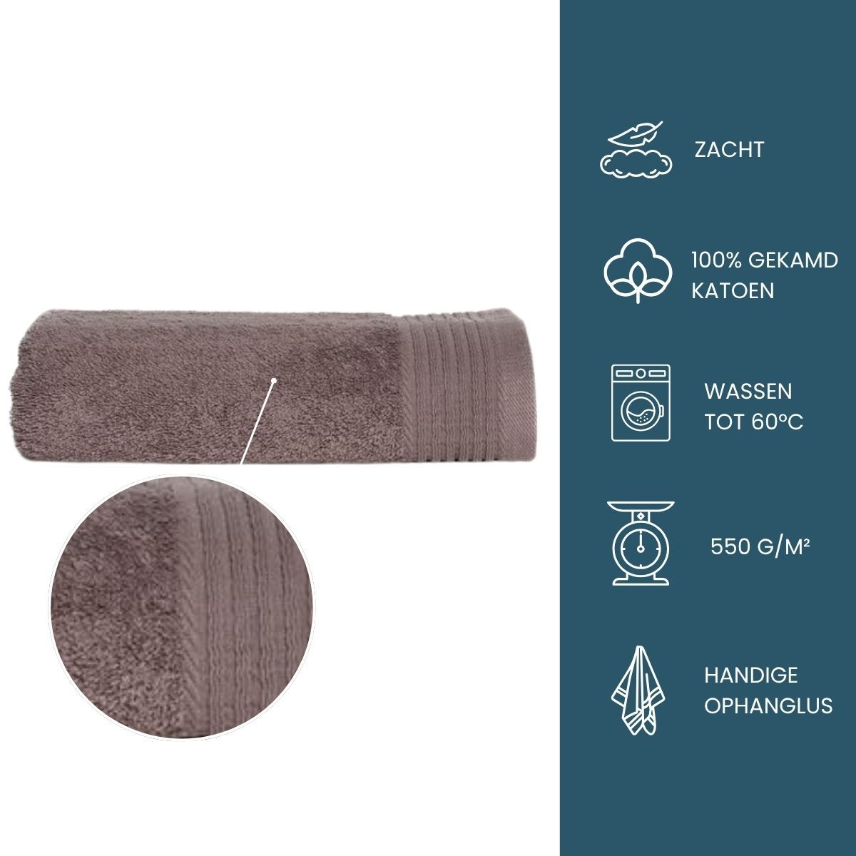 The One Baddoek Deluxe 60x110 550 gr Taupe