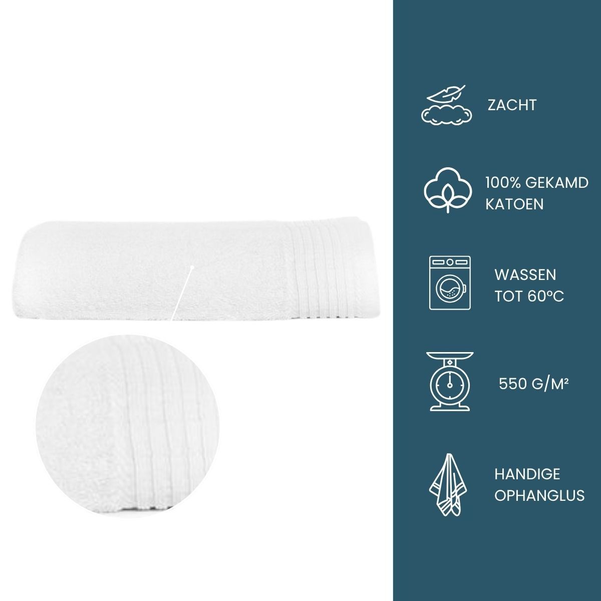 The One Baddoek Deluxe 60x110 550 gr Wit