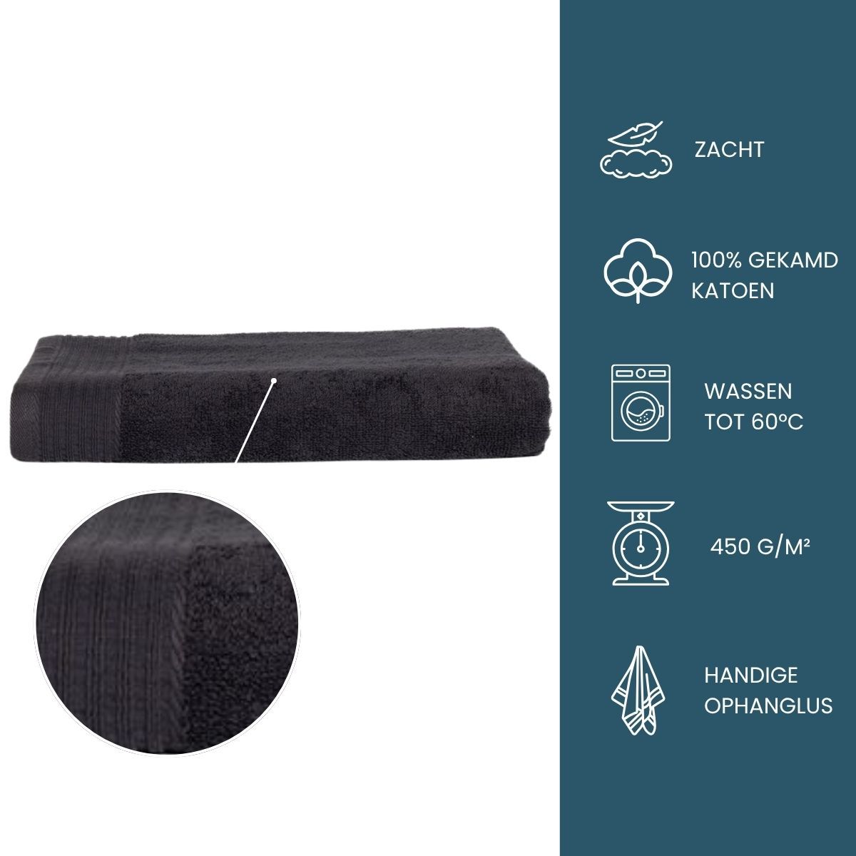 The One Badhanddoek 450 gram 70x140 cm Antraciet