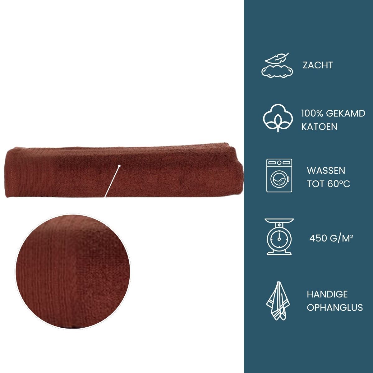The One Badhanddoek 450 gram 70x140 cm Brown (5 stuks)