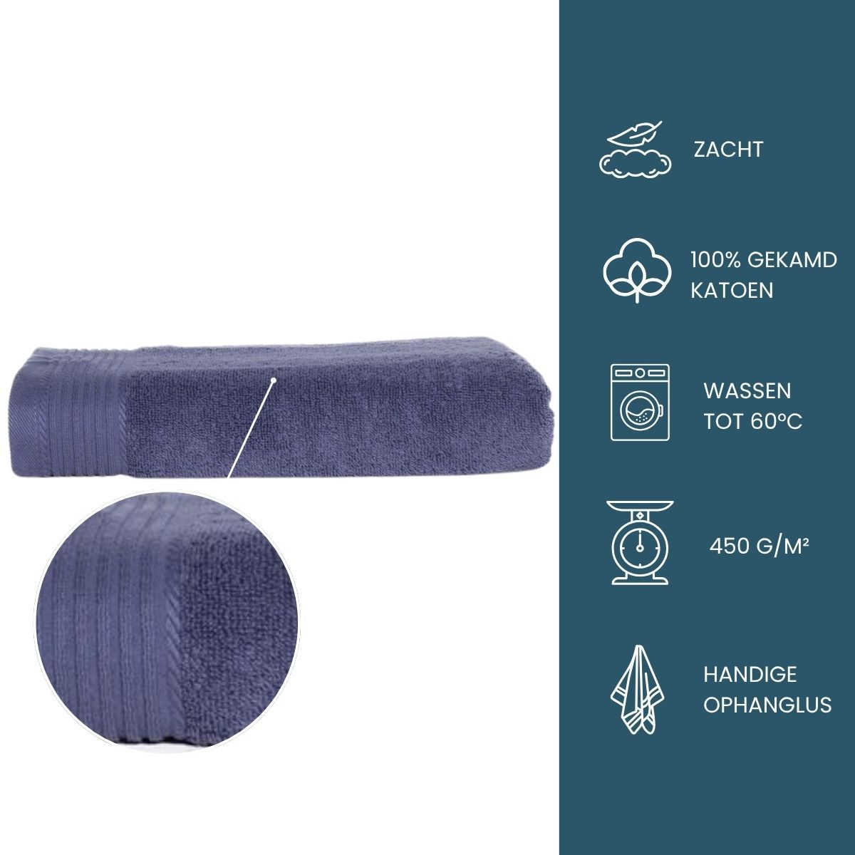 The One Badhanddoek 450 gram 70x140 cm Denim Faded (5 stuks)
