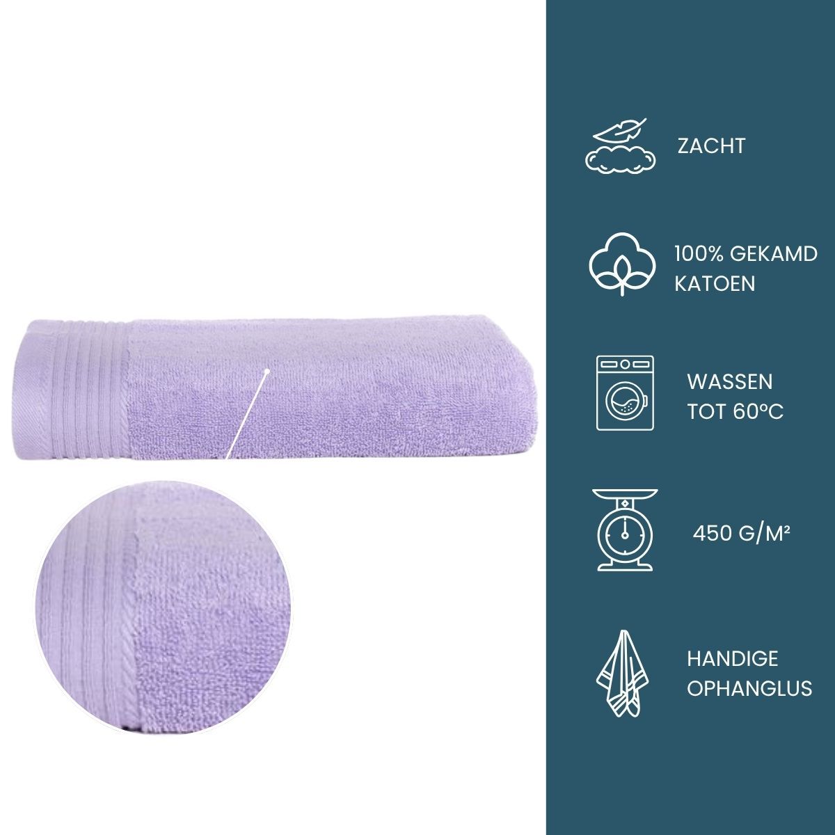 The One Badhanddoek 450 gram 70x140 cm Lavender (5 stuks)
