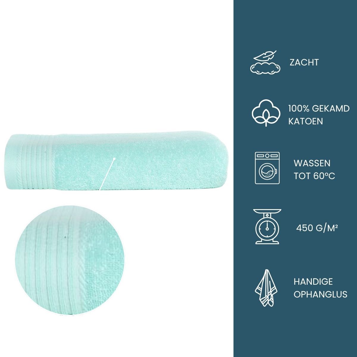 The One Badhanddoek 450 gram 70x140 cm Mint (5 stuks)