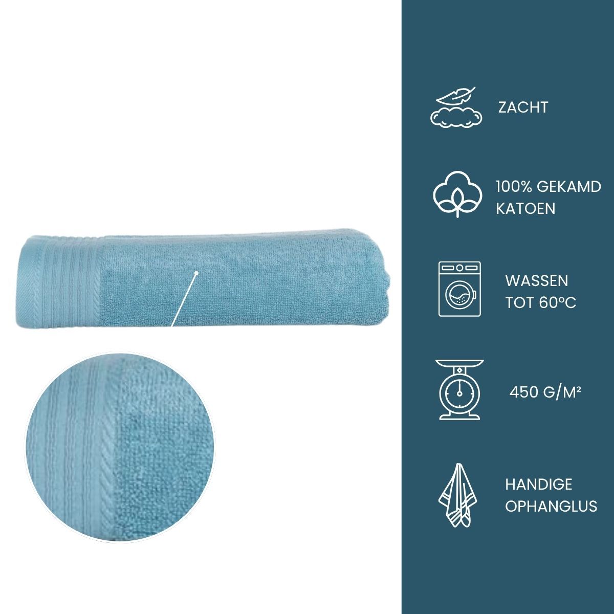 The One Badhanddoek 450 gram 70x140 cm Petrol (5 stuks)