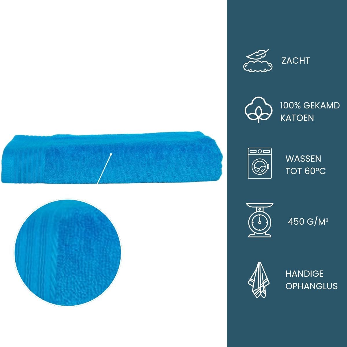 The One Badhanddoek 450 gram 70x140 cm Turquoise (5 stuks)