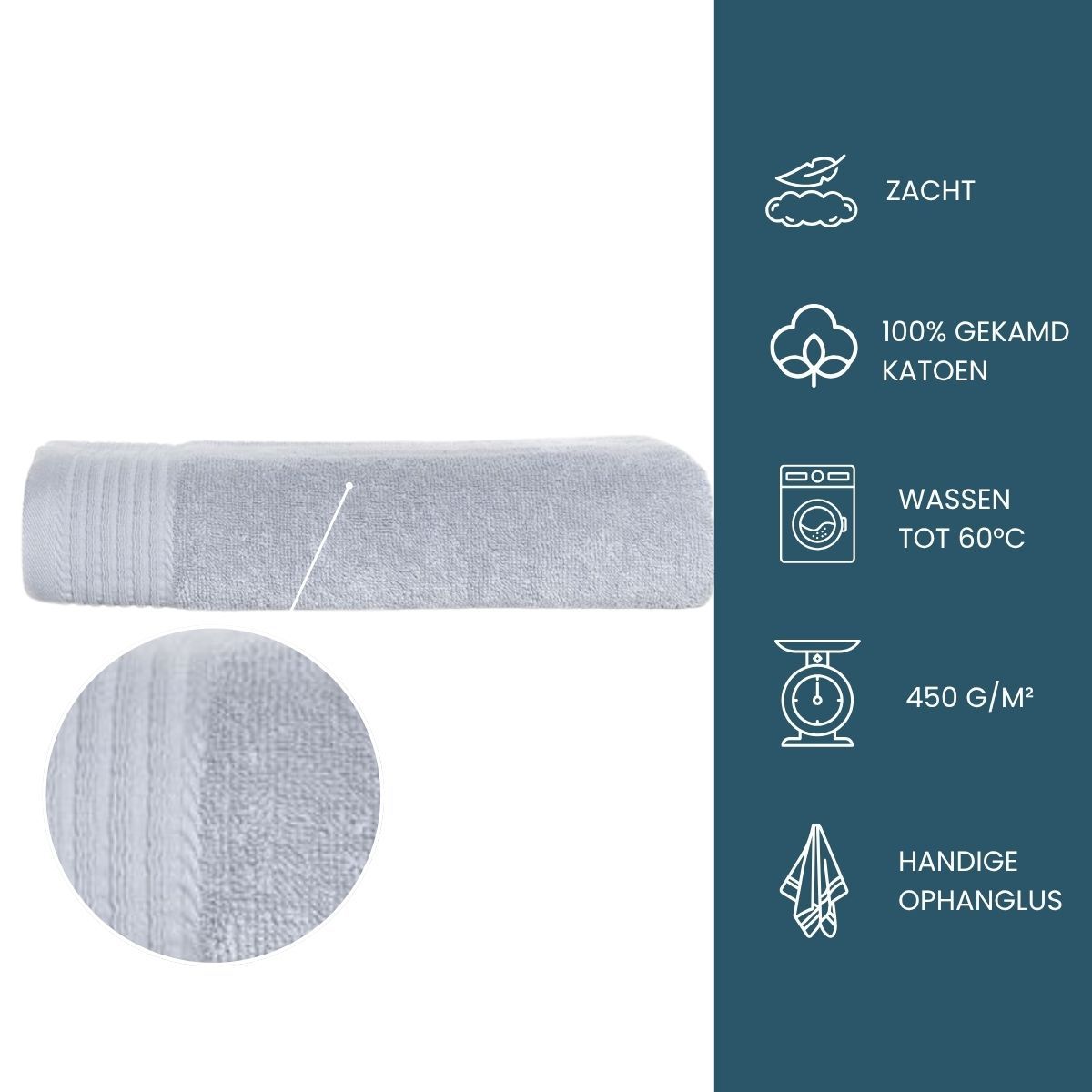 The One Badhanddoek 450 gram 70x140 Licht grijs (5 stuks)
