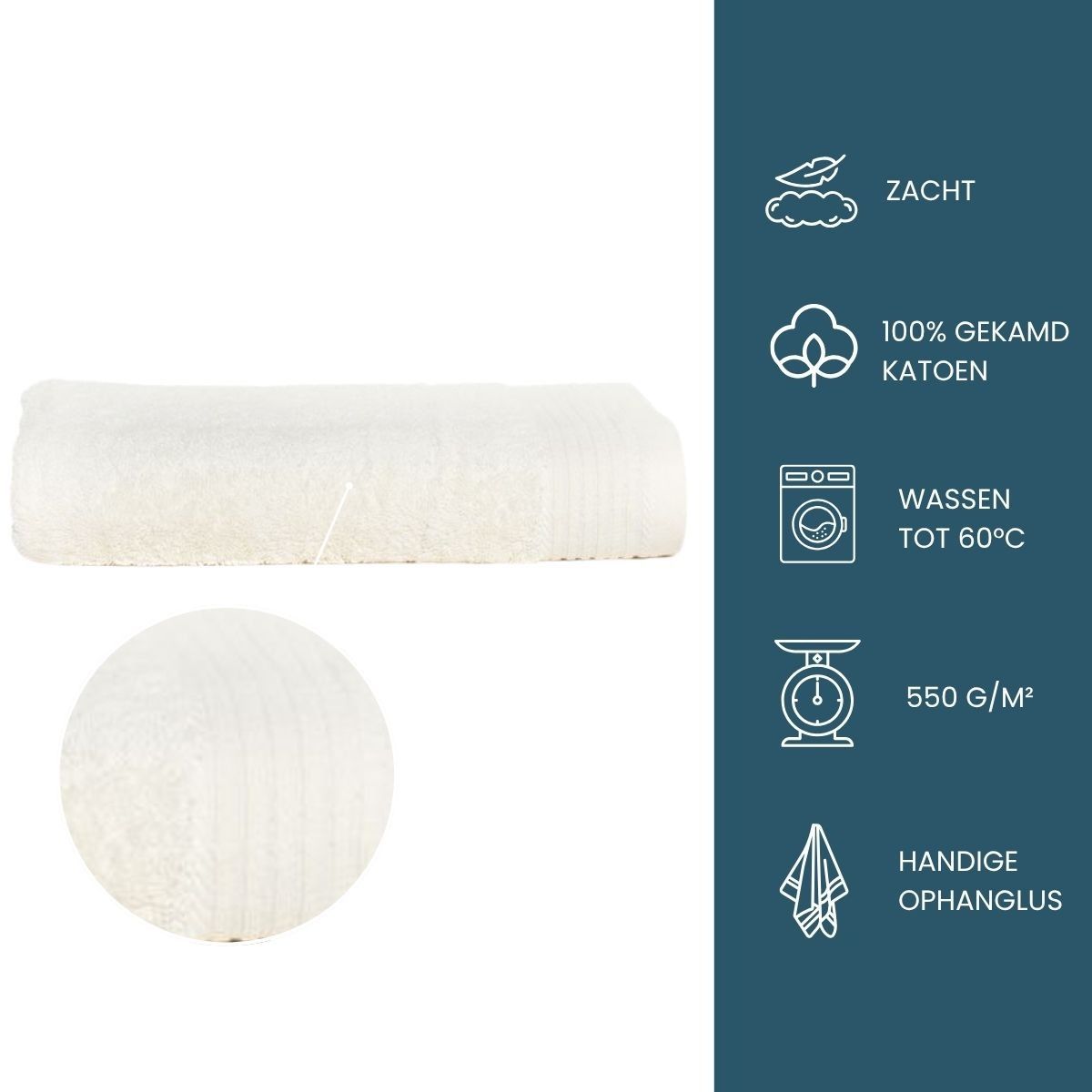 The One Badhanddoek Deluxe 70x140 550 gram Ivory (5 stuks)
