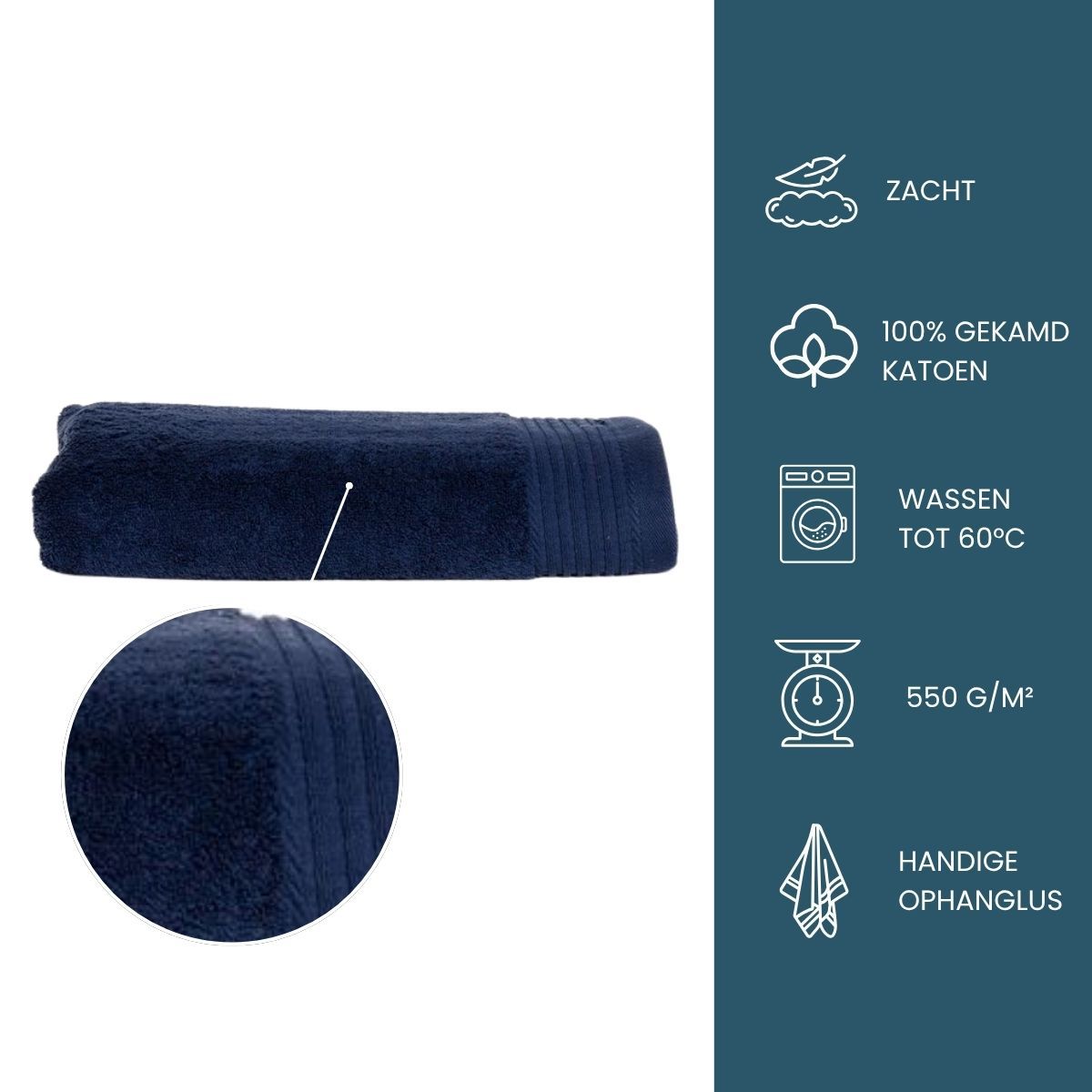 The One Badhanddoek Deluxe 70x140  550 gr Navy (5 stuks)
