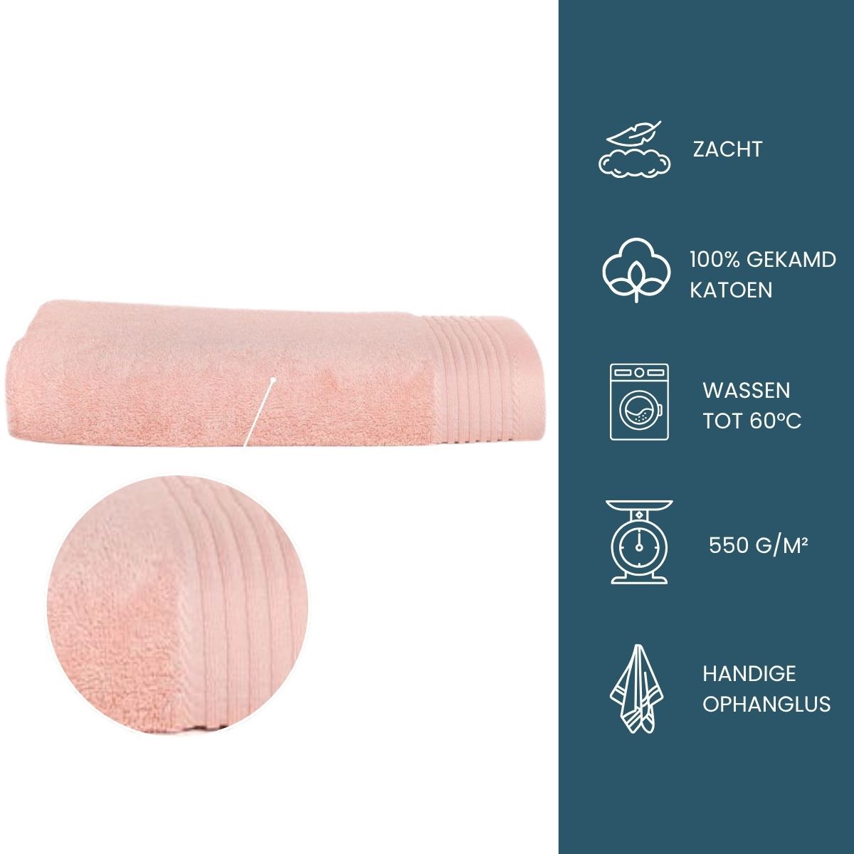 The One Badhanddoek Deluxe 70x140 550 gram Salmon (5 stuks)