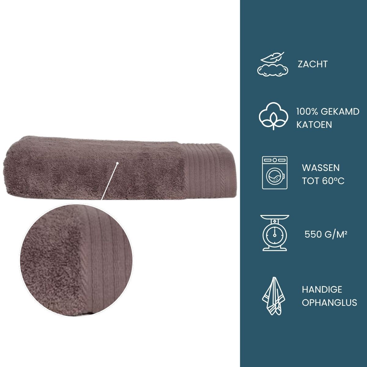 The One Badhanddoek Deluxe 70x140  550 gr Taupe