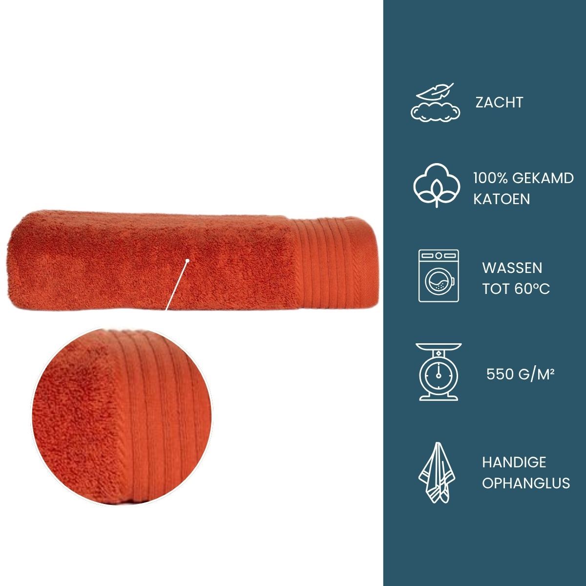 The One Badhanddoek Deluxe 70x140  550 gr Terra Spice
