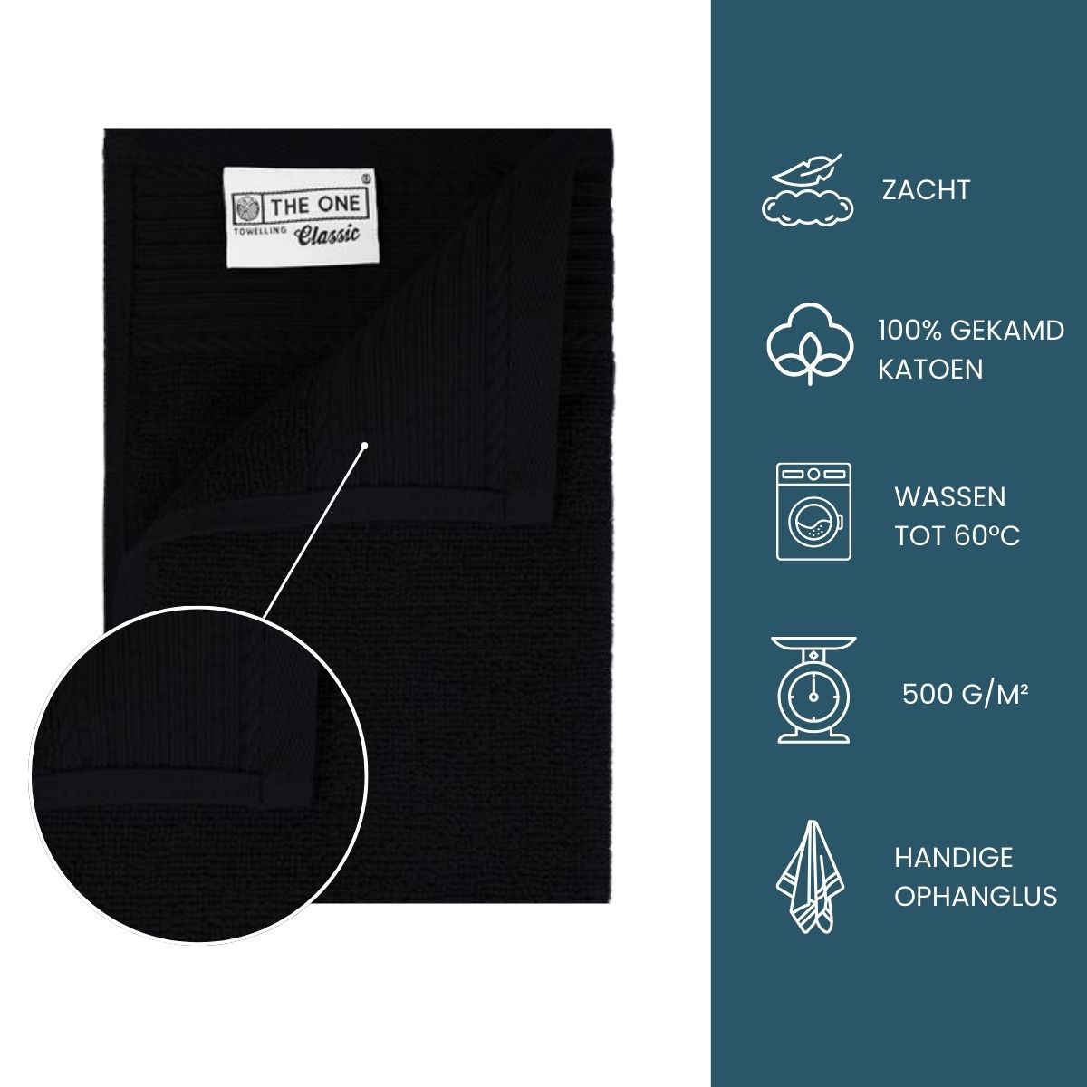 The One Gastendoek 30x50 500 gram Zwart