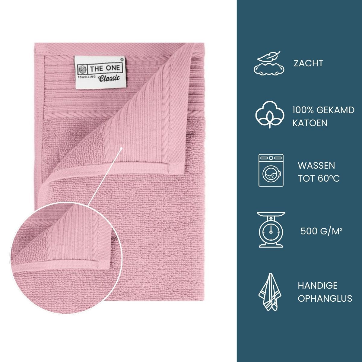 The One Gastendoek 30x50 cm 500 gram Licht Roze