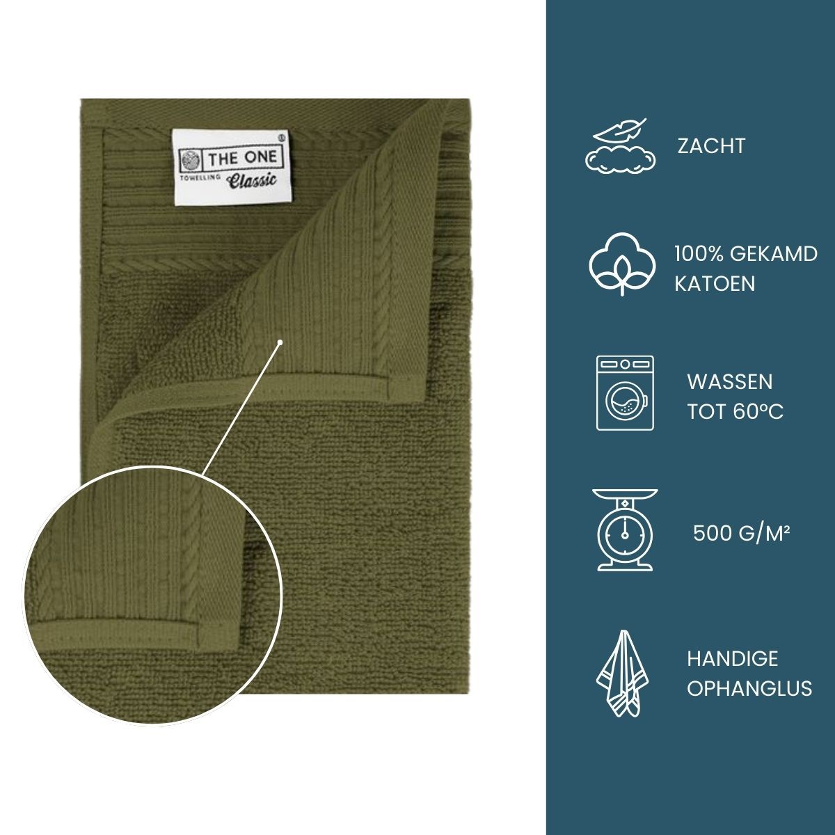 The One Gastendoek 30x50 cm 500 gram Olive Green