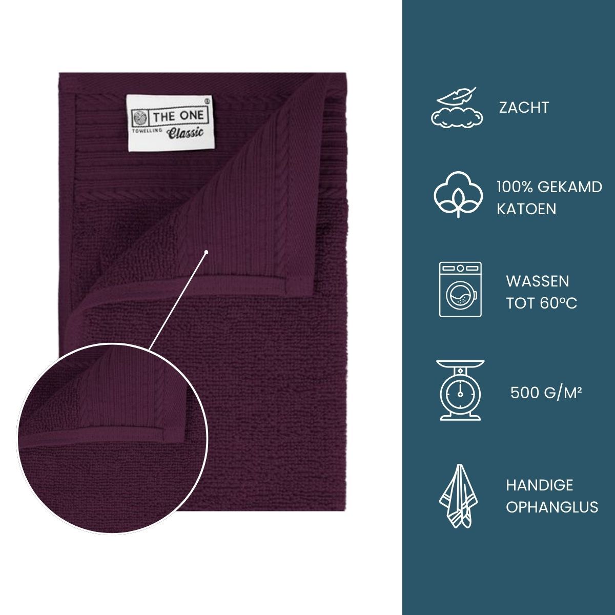 The One Gastendoek 30x50 cm 500 gram Plum