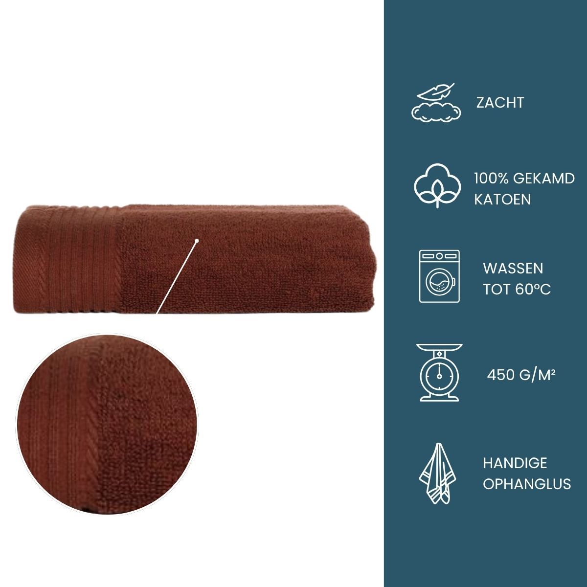 The One Handdoek 450 gram 50x100 cm Brown (5 stuks)