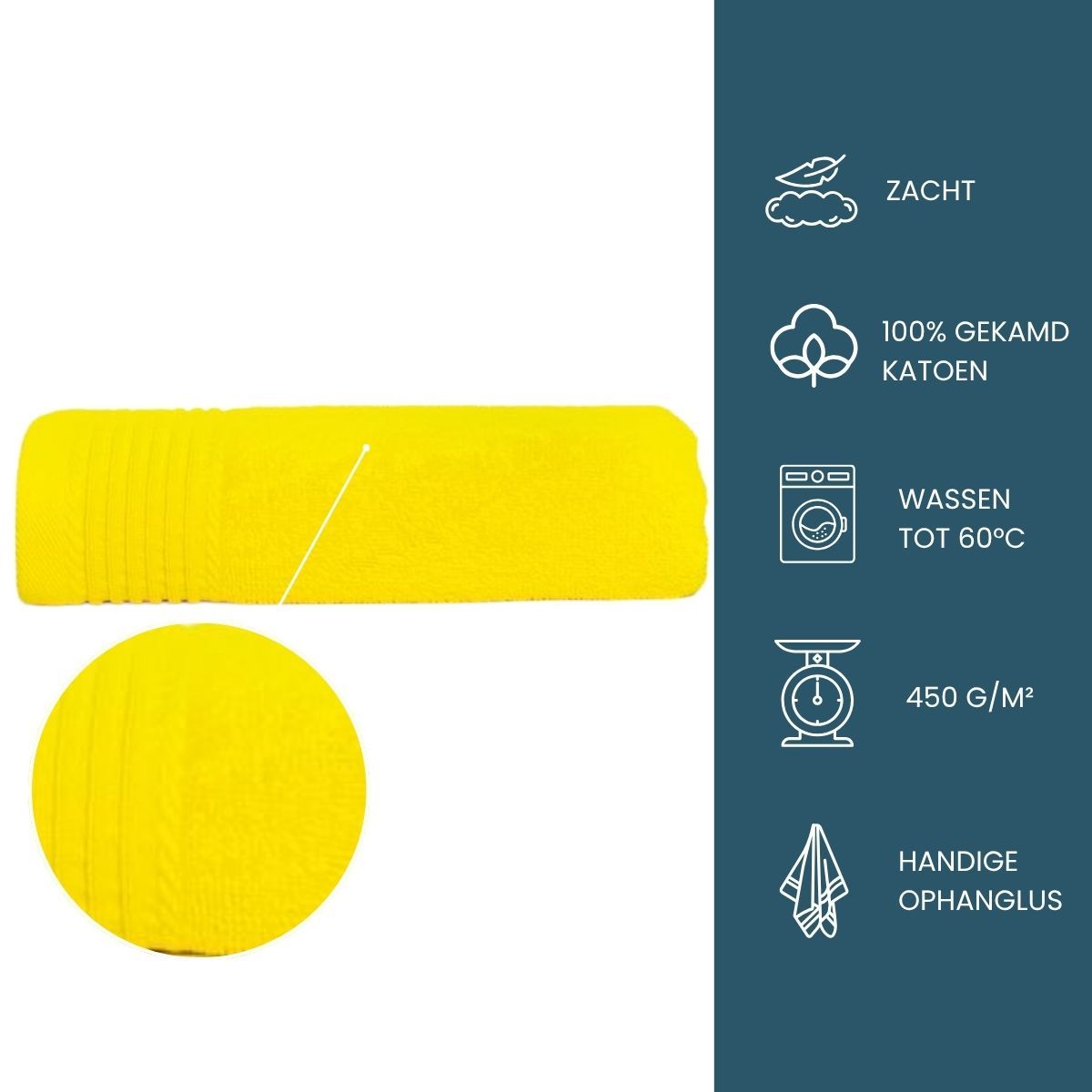 The One Handdoek 450 gram 50x100 cm Geel (5 stuks)