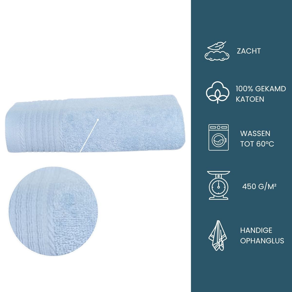The One Handdoek 450 gram 50x100 cm Licht Blauw