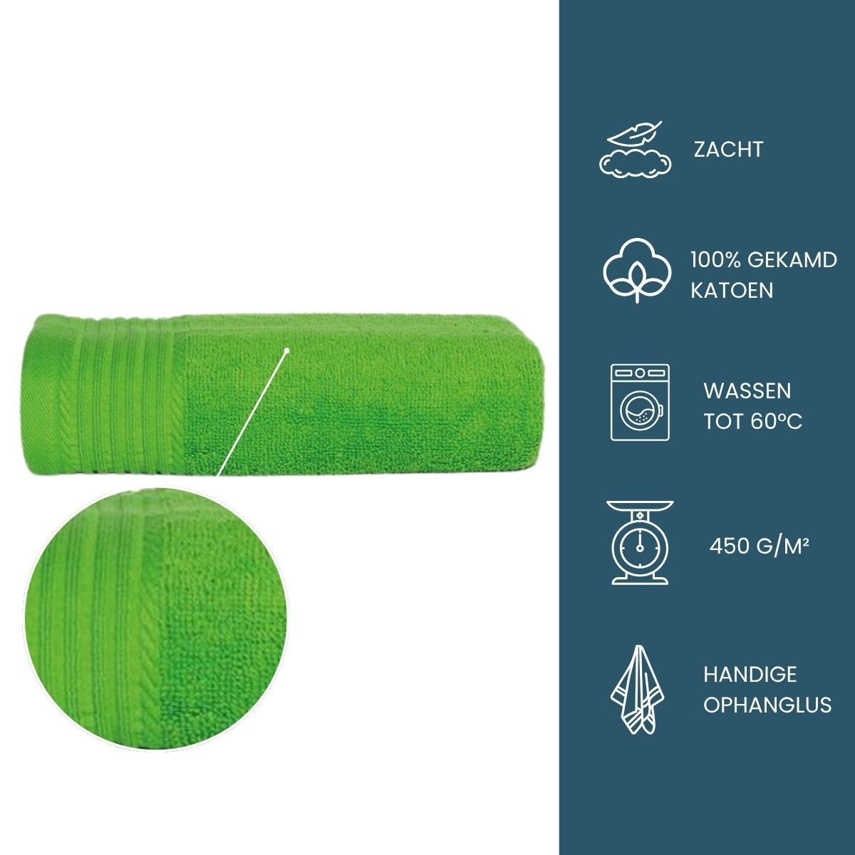 The One Handdoek 450 gram 50x100 cm Lime (5 stuks)