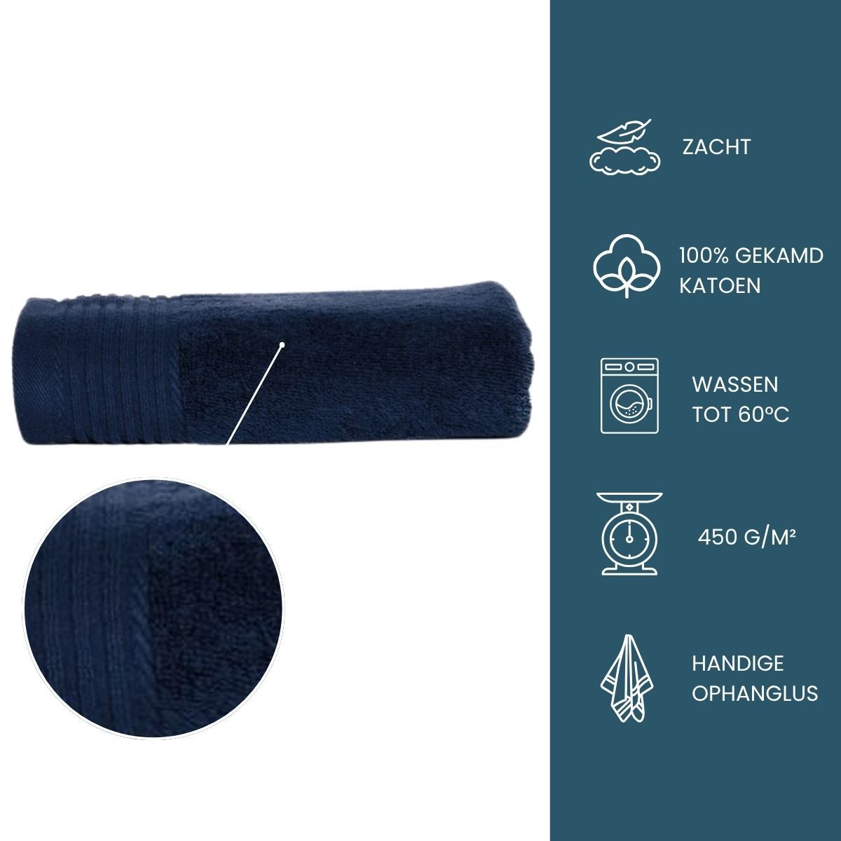 The One Handdoek 450 gram 50x100 cm Navy (5 stuks)