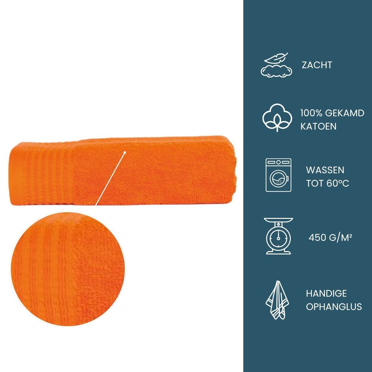 The One Handdoek 450gram 50x100 cm Oranje (5 stuks)