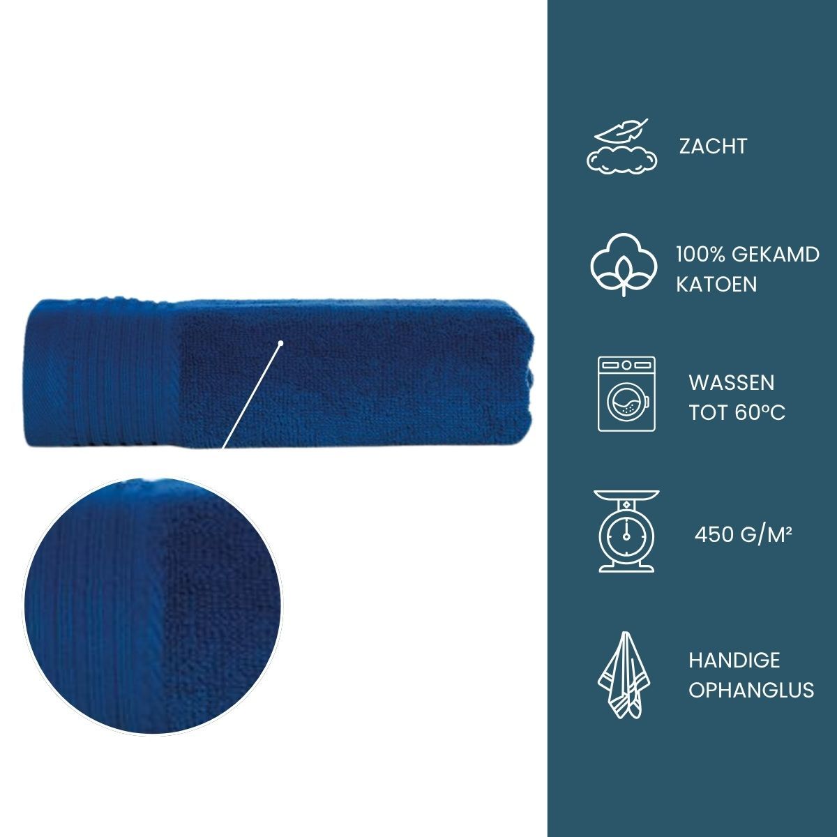 The One Handdoek 450 gram 50x100 cm Royal Blue (5 stuks)