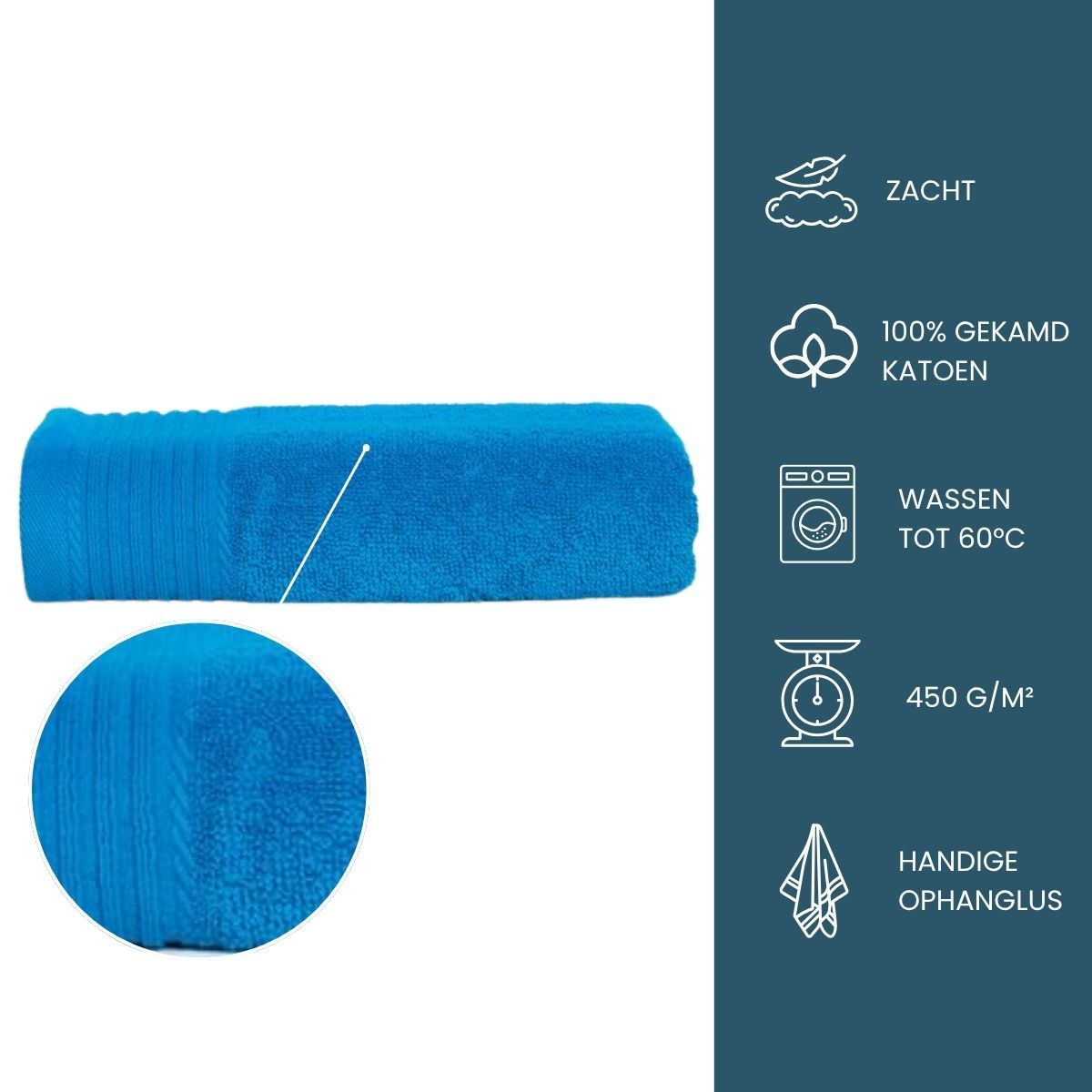 The One Handdoek  450 gram 50x100 cm Turquoise (5 stuks)