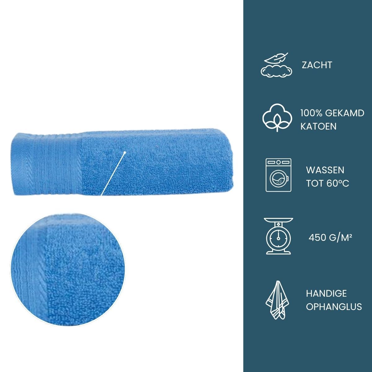The One Handdoek 50x100 cm 450gram Azure Aqua (5 stuks)