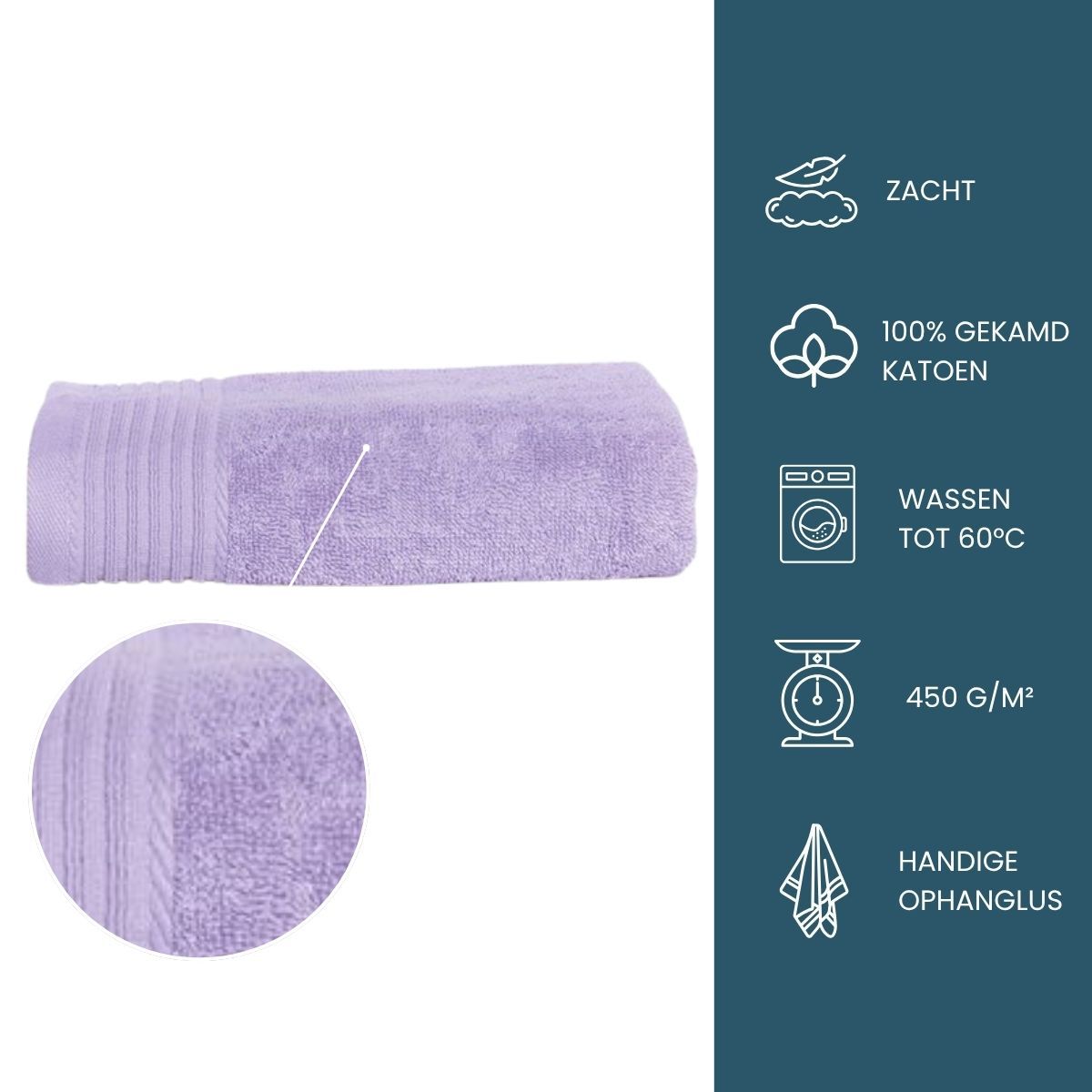 The One Handdoek 50x100 cm 450gram Lavender (5 stuks)