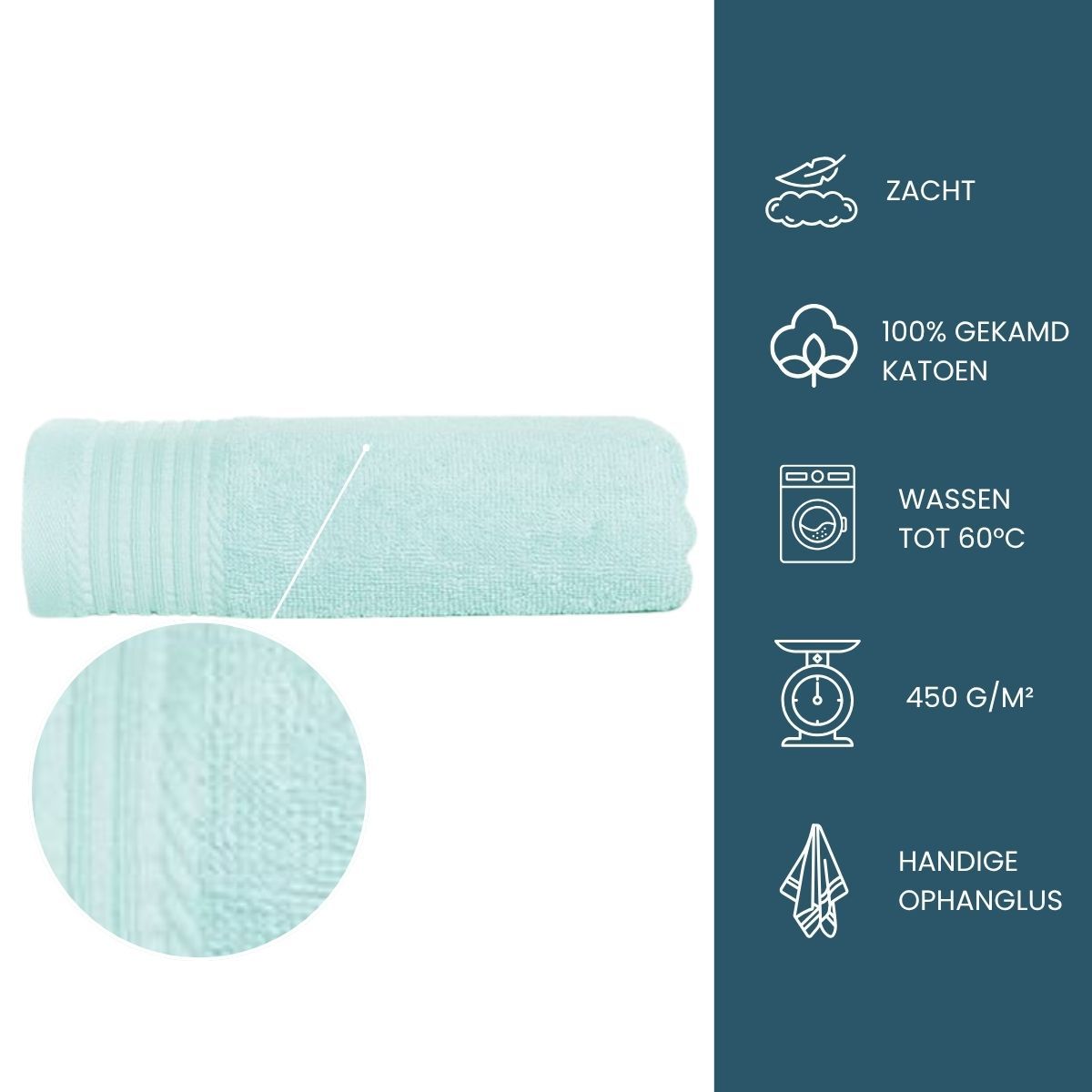 The One Handdoek 50x100 cm 450gram Mint (5 stuks)