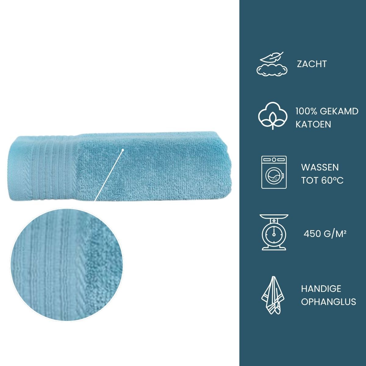 The One Handdoek 50x100 cm 450gram Petrol (5 stuks)