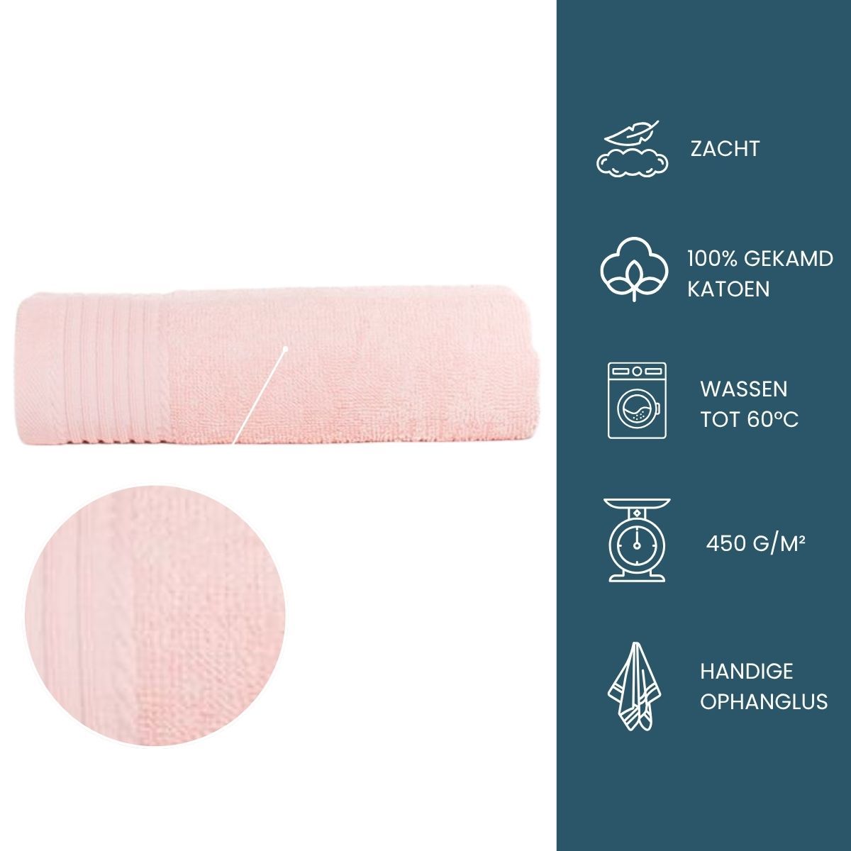 The One Handdoek 50x100 cm 450gram Salmon (5 stuks)