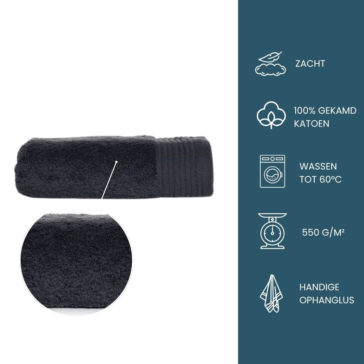 The One Handdoek Deluxe 50x100  550 gr Antraciet (5 stuks)