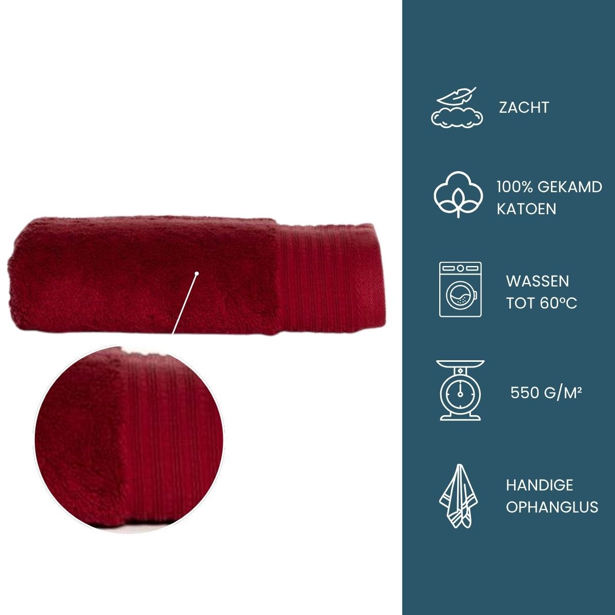 The One Handdoek Deluxe 50x100  550 gr Burgundy (5 stuks)