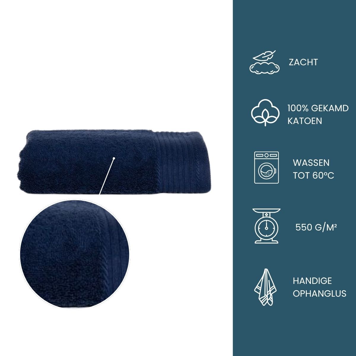 The One Handdoek Deluxe 50x100  550 gr Donker Navy  (5 stuks)