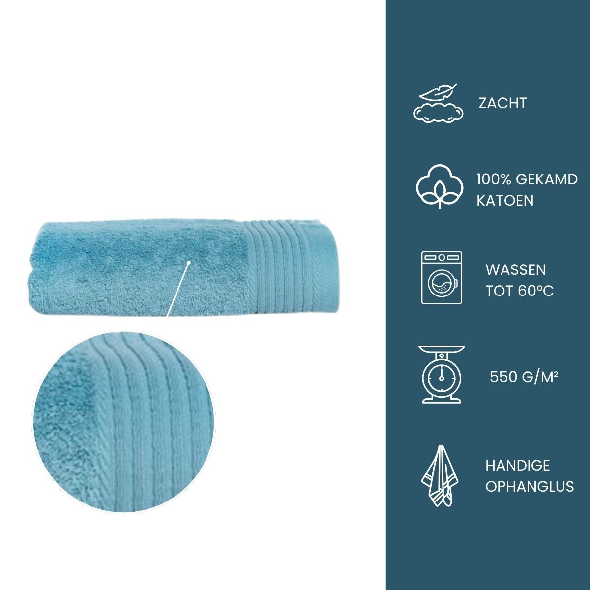 The One Handdoek Deluxe 50x100  550 gr Petrol (5 stuks)