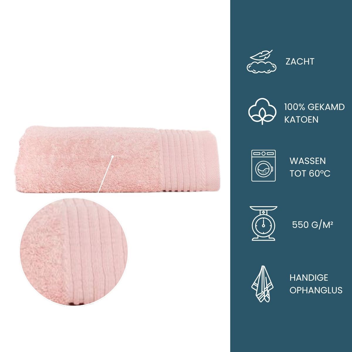 The One Handdoek Deluxe 50x100  550 gr Salmon  (5 stuks)