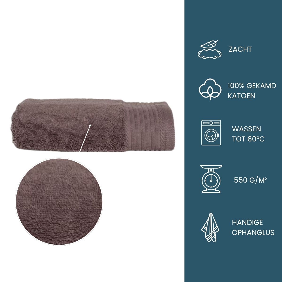 The One Handdoek  Deluxe 50x100  550 gr Taupe (5 stuks)