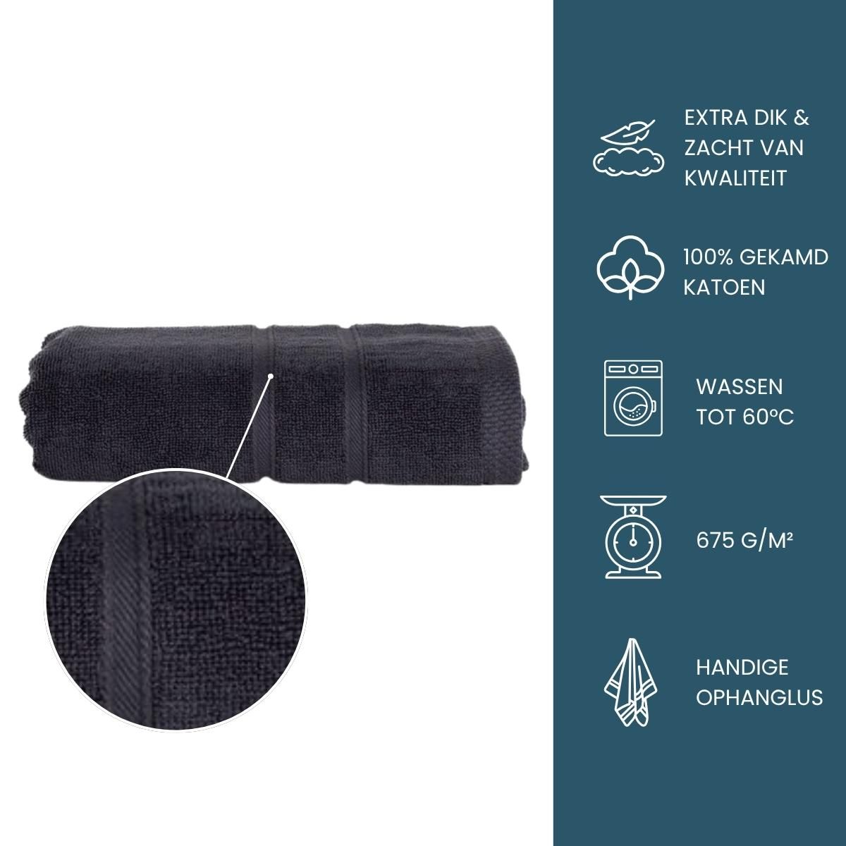 The One Handdoek Ultra Deluxe 50 x 100 cm 675 gr Antraciet